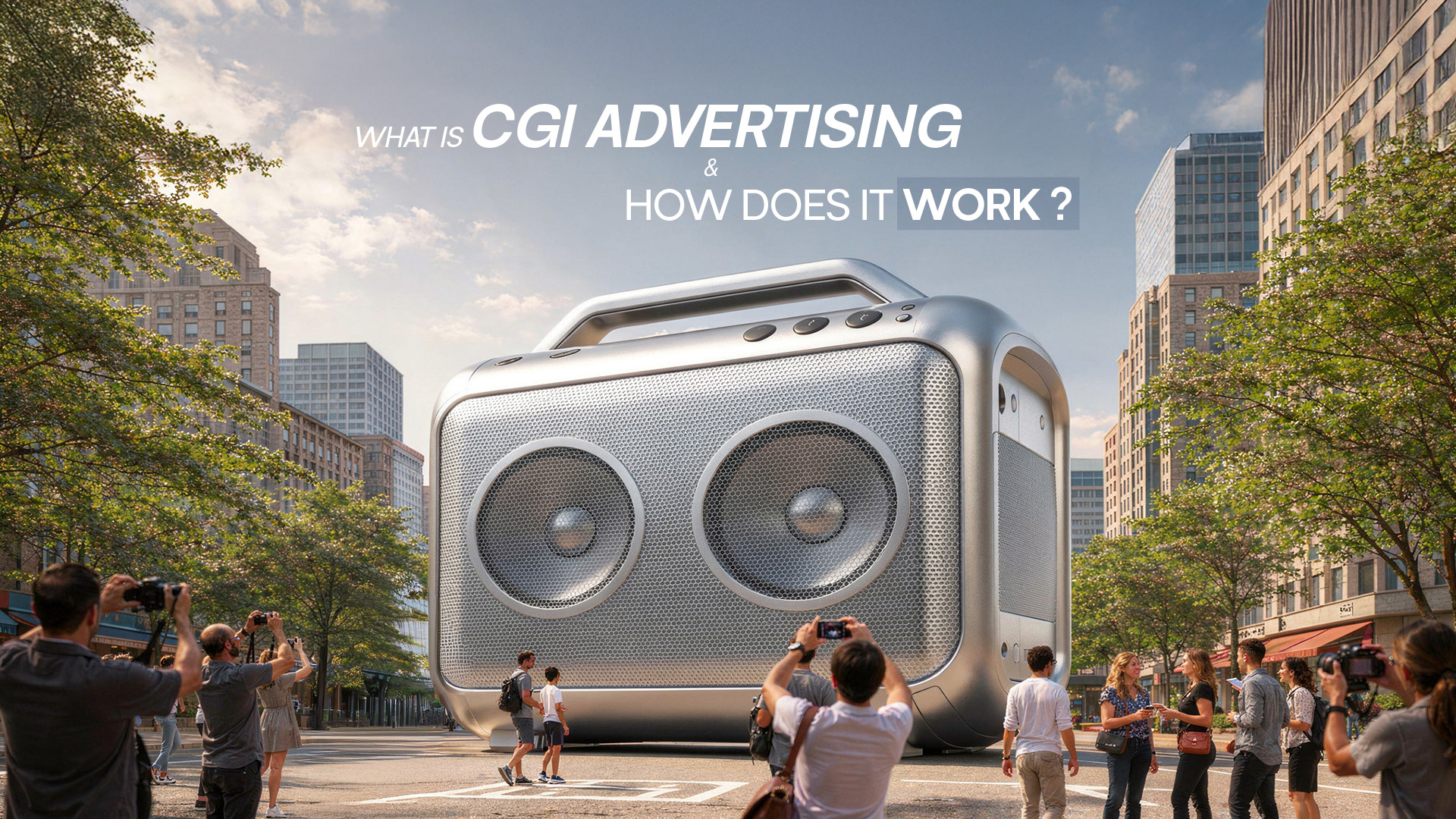 Huge speaker on middle of the road for CGI advertising.