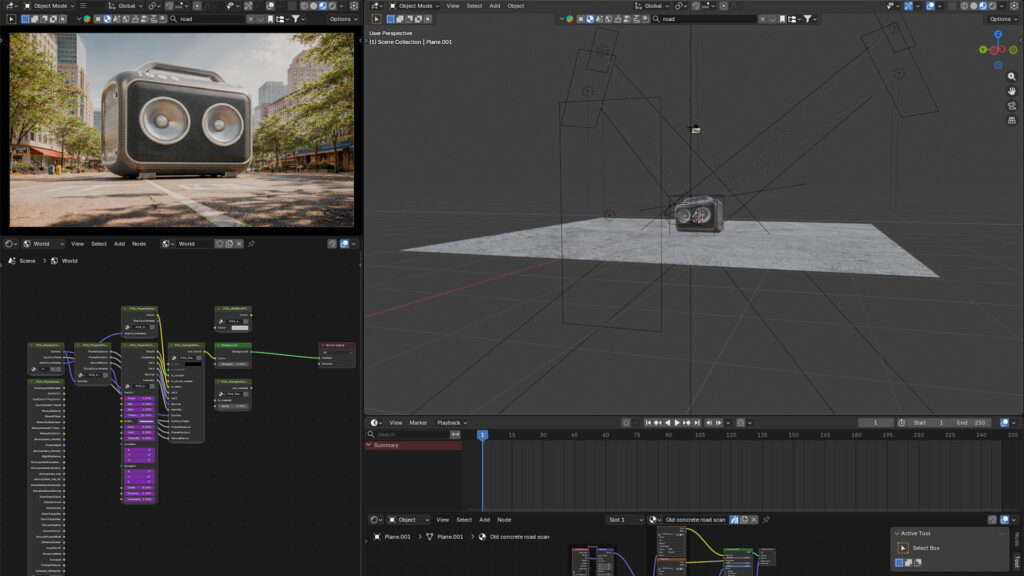 CGI advertising scene created in Blender with 3D model.